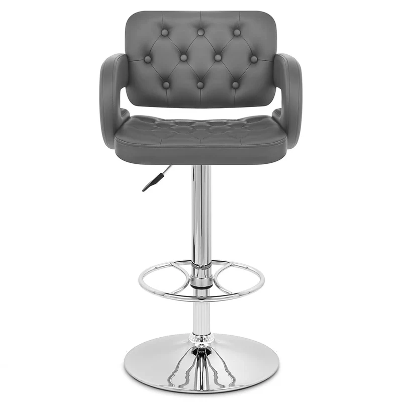 Chaise de Bar Faux Cuir Chrome - Polaris Gris