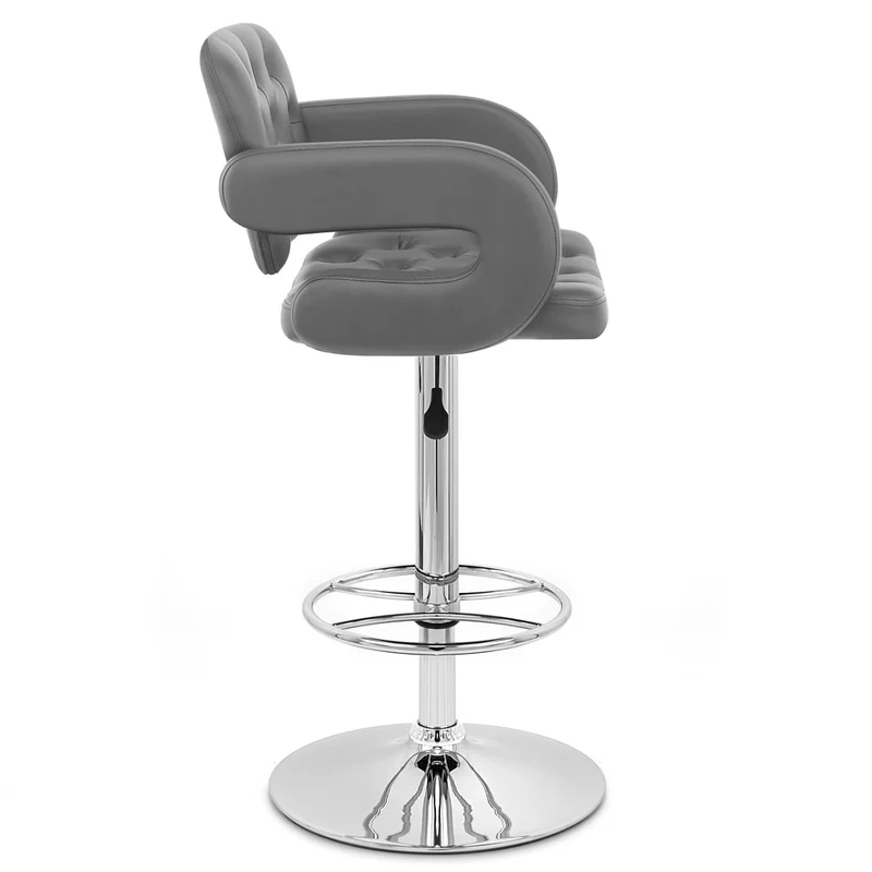 Chaise de Bar Faux Cuir Chrome - Polaris Gris