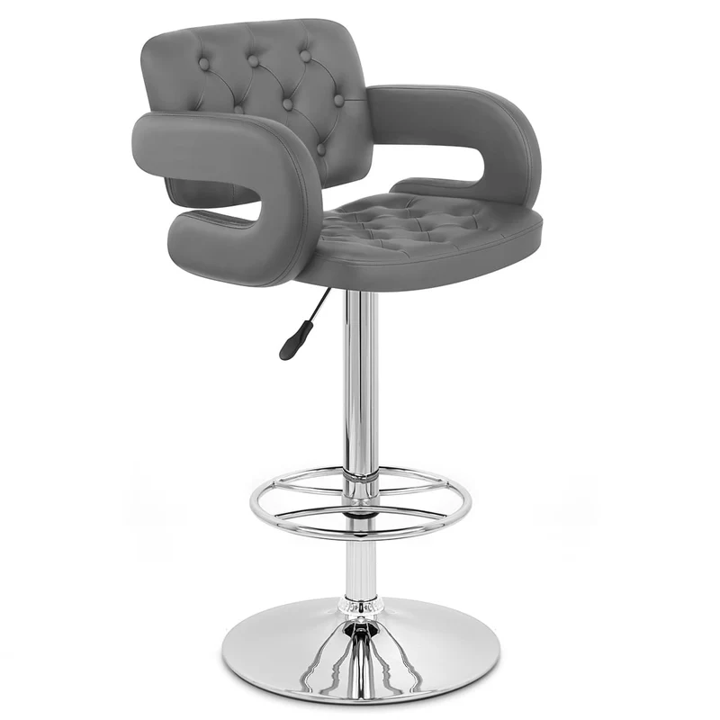 Chaise de Bar Faux Cuir Chrome - Polaris Gris