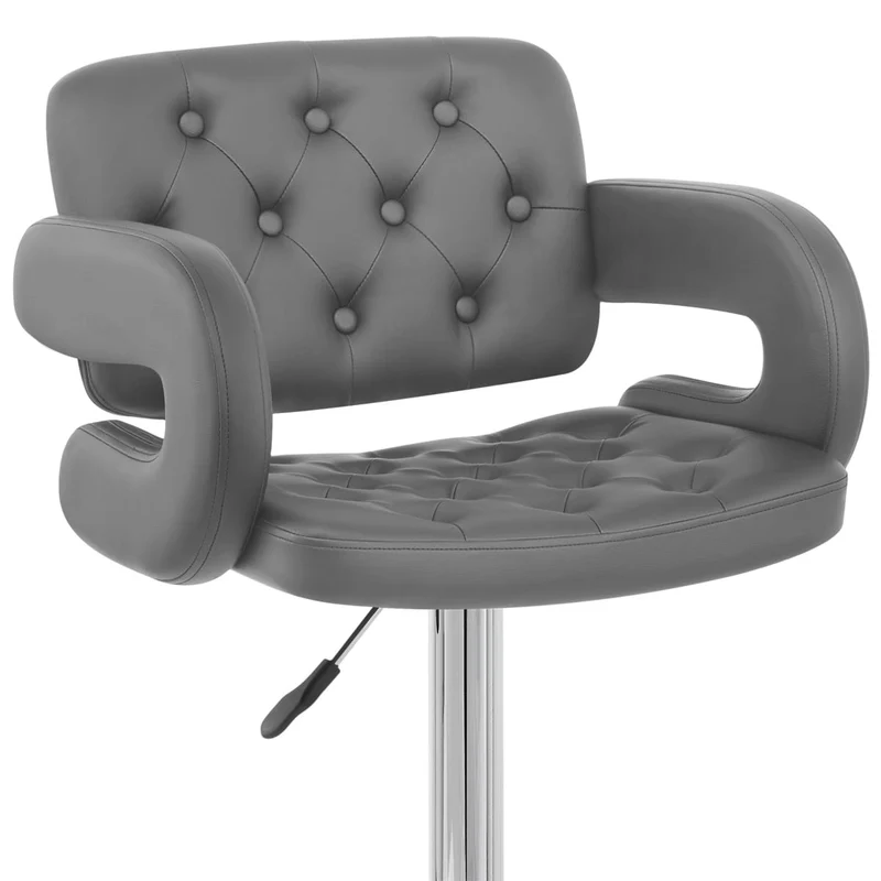 Chaise de Bar Faux Cuir Chrome - Polaris Gris