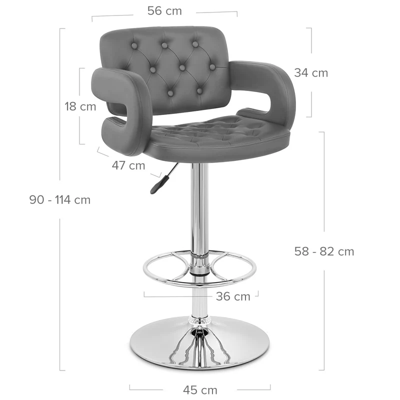 Chaise de Bar Faux Cuir Chrome - Polaris Gris