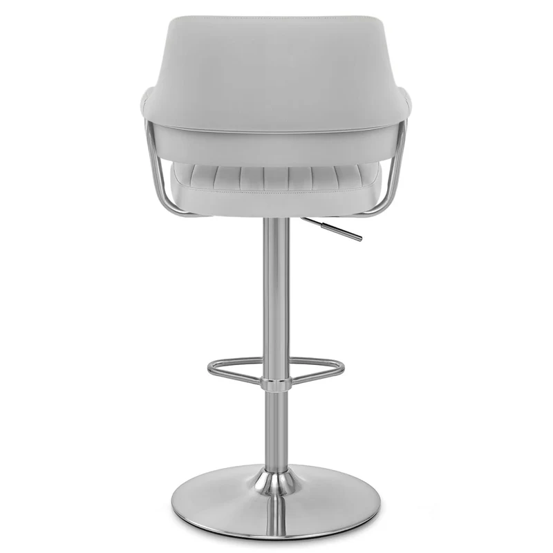 Chaise de Bar Chrome Brossé Faux Cuir - Skyline Gris