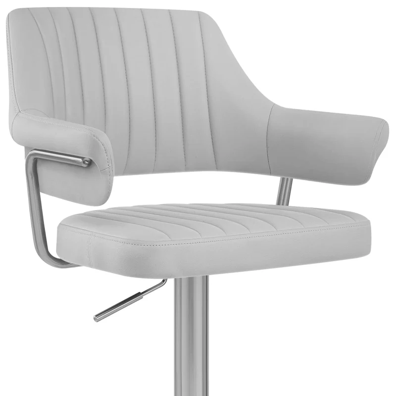 Chaise de Bar Chrome Brossé Faux Cuir - Skyline Gris