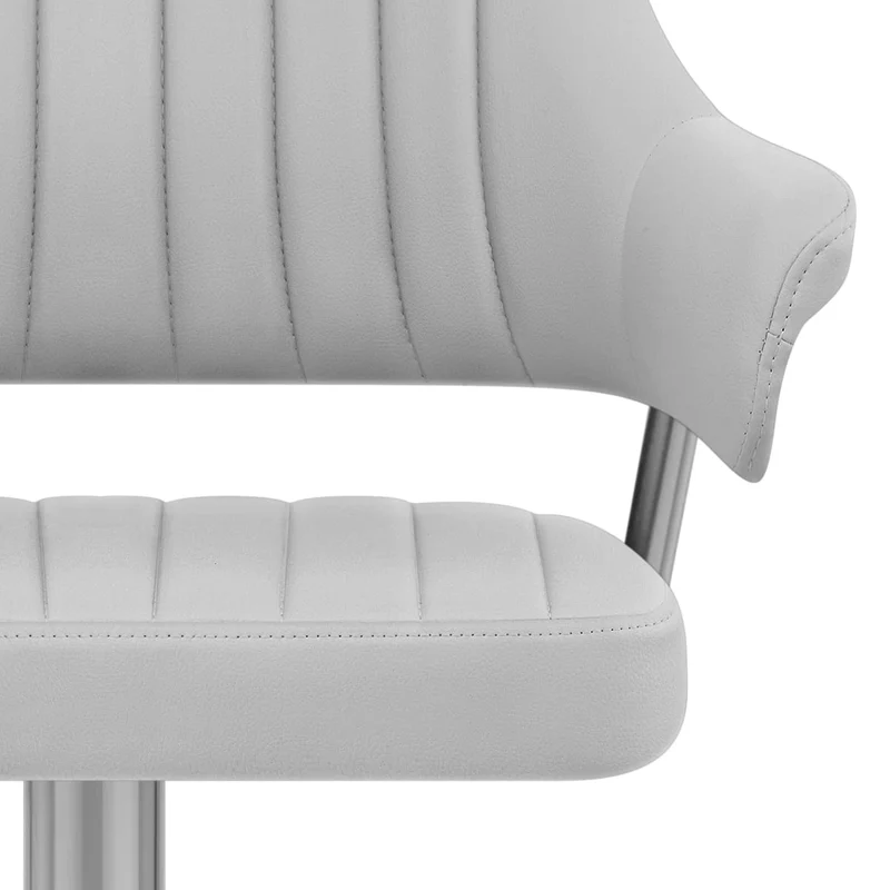 Chaise de Bar Chrome Brossé Faux Cuir - Skyline Gris