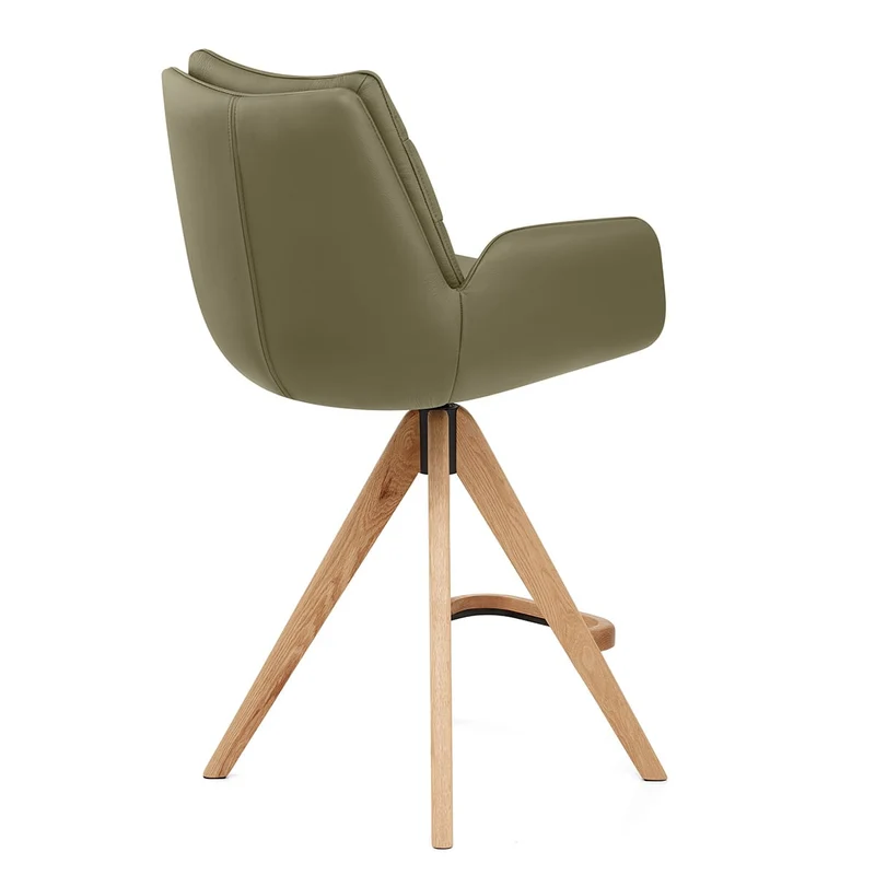 Chaise de Bar Bois Cuir Véritable - Madrid Vert