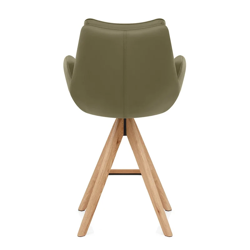 Chaise de Bar Bois Cuir Véritable - Madrid Vert