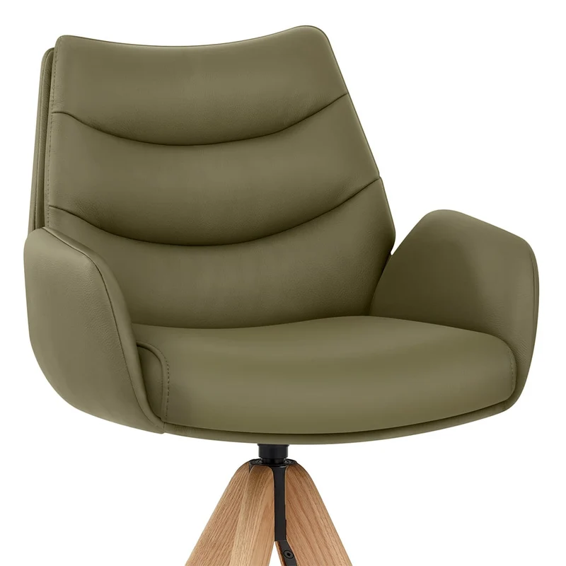 Chaise de Bar Bois Cuir Véritable - Madrid Vert