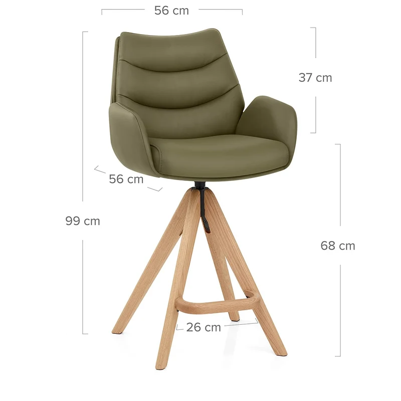 Chaise de Bar Bois Cuir Véritable - Madrid Vert