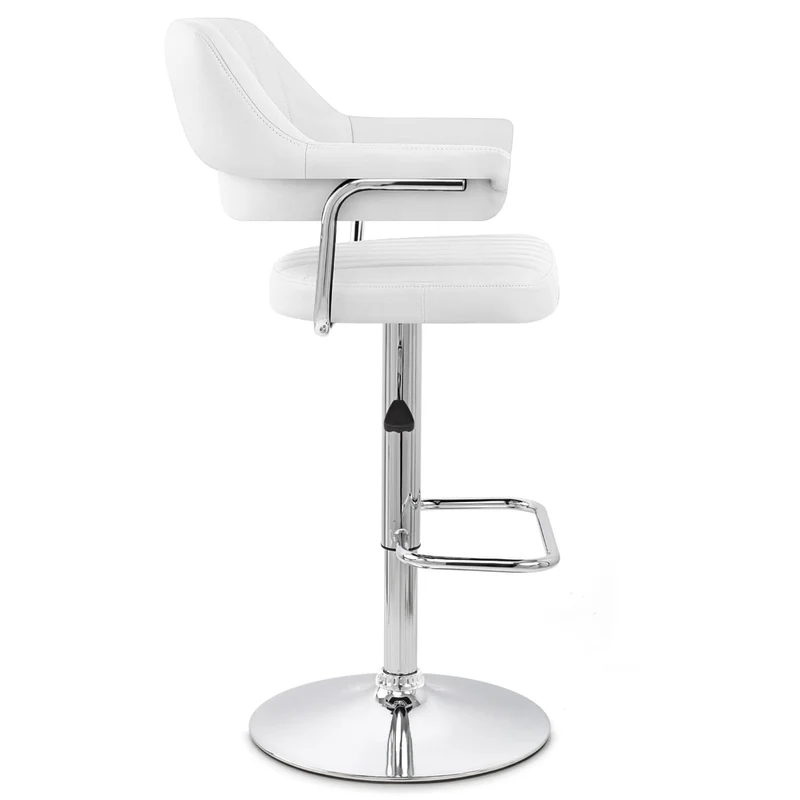 Chaise de Bar Faux Cuir Chrome - Skyline Blanc