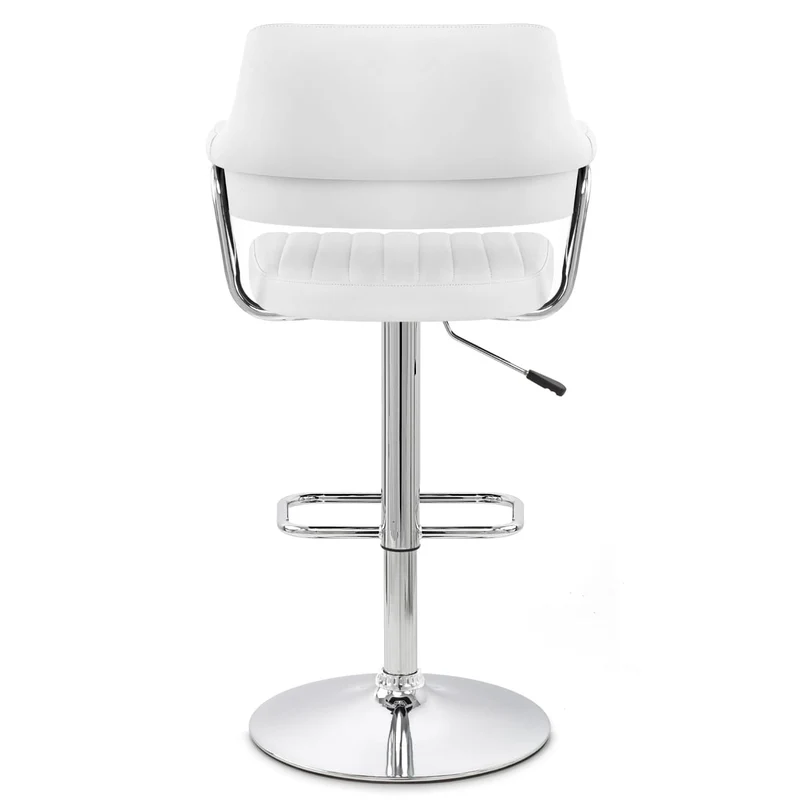 Chaise de Bar Faux Cuir Chrome - Skyline Blanc