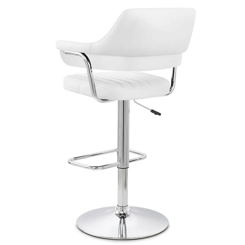 Chaise de Bar Faux Cuir Chrome - Skyline Blanc