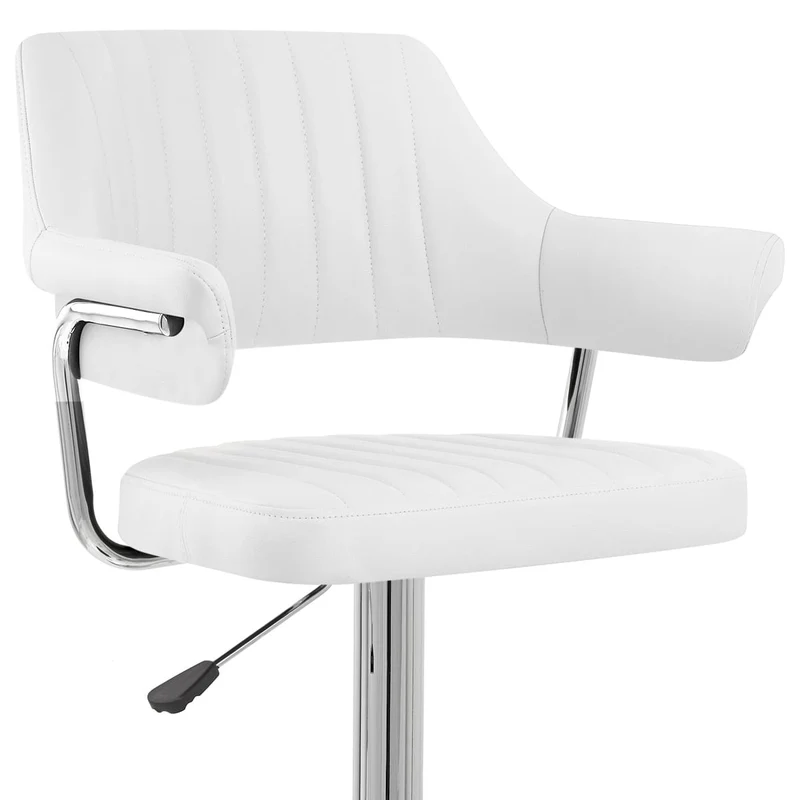 Chaise de Bar Faux Cuir Chrome - Skyline Blanc