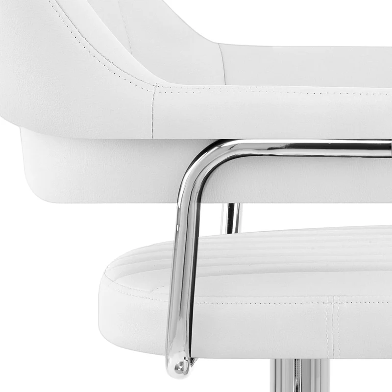 Chaise de Bar Faux Cuir Chrome - Skyline Blanc