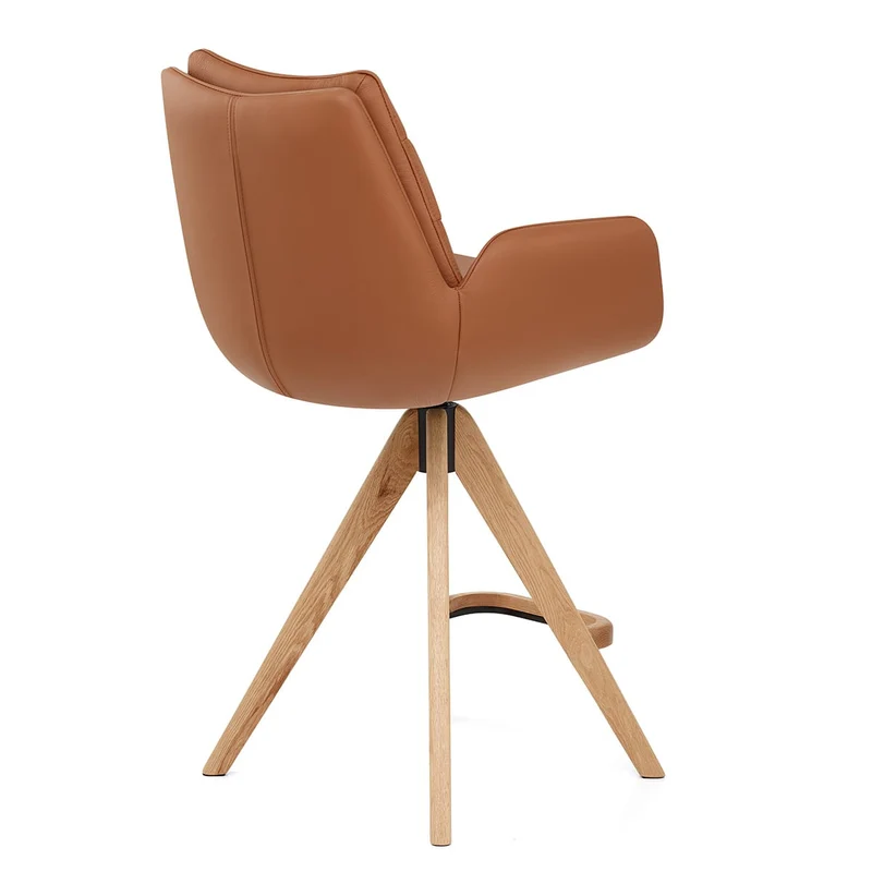 Chaise de Bar Bois Cuir Véritable - Madrid Marron