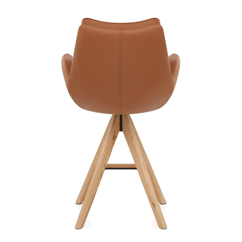 Chaise de Bar Bois Cuir Véritable - Madrid Marron