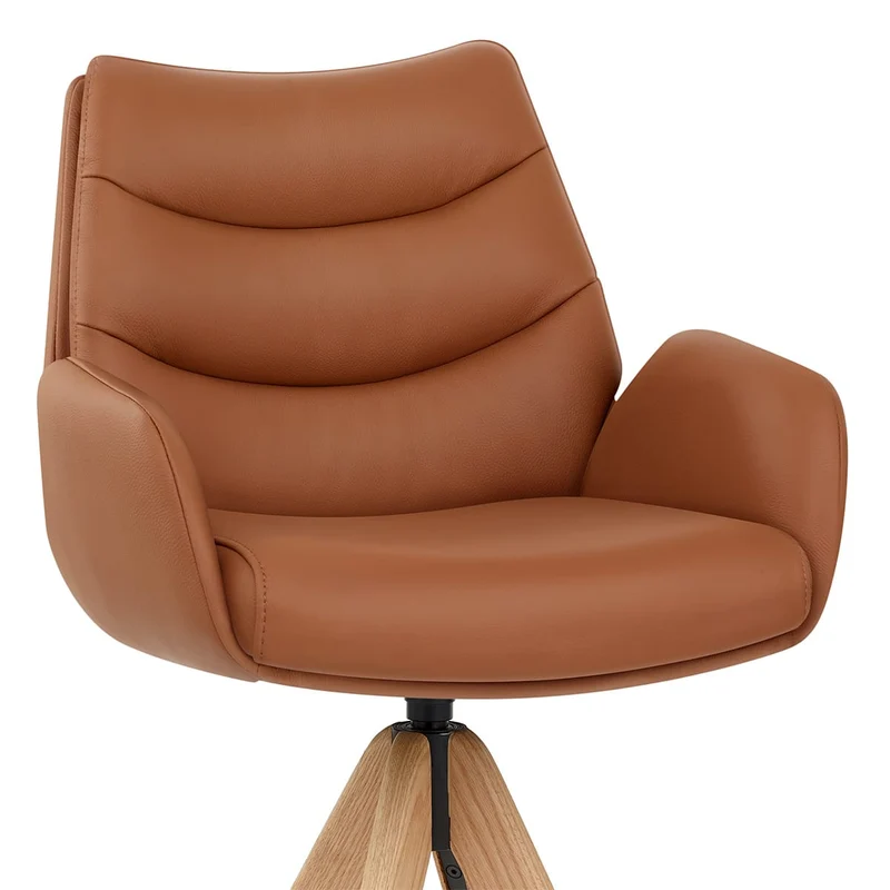 Chaise de Bar Bois Cuir Véritable - Madrid Marron