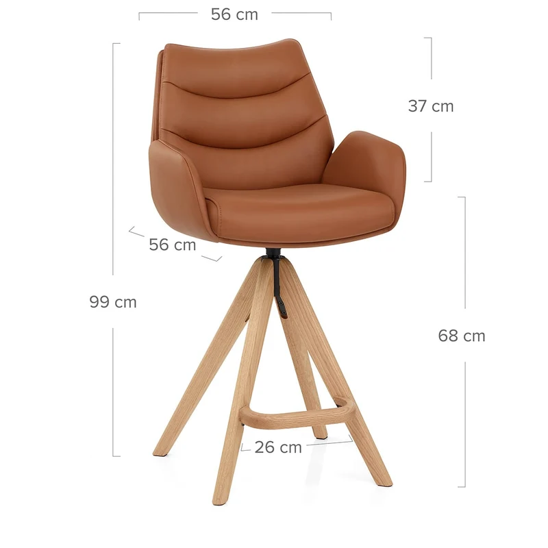 Chaise de Bar Bois Cuir Véritable - Madrid Marron