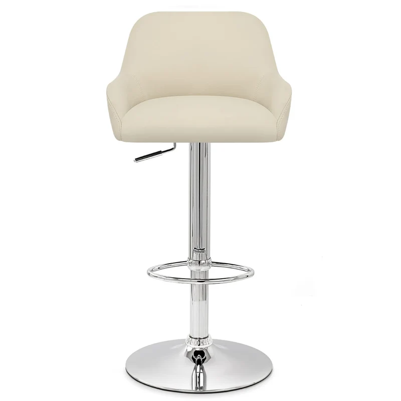 Chaise de Bar Faux Cuir Chrome - Sassi Crème