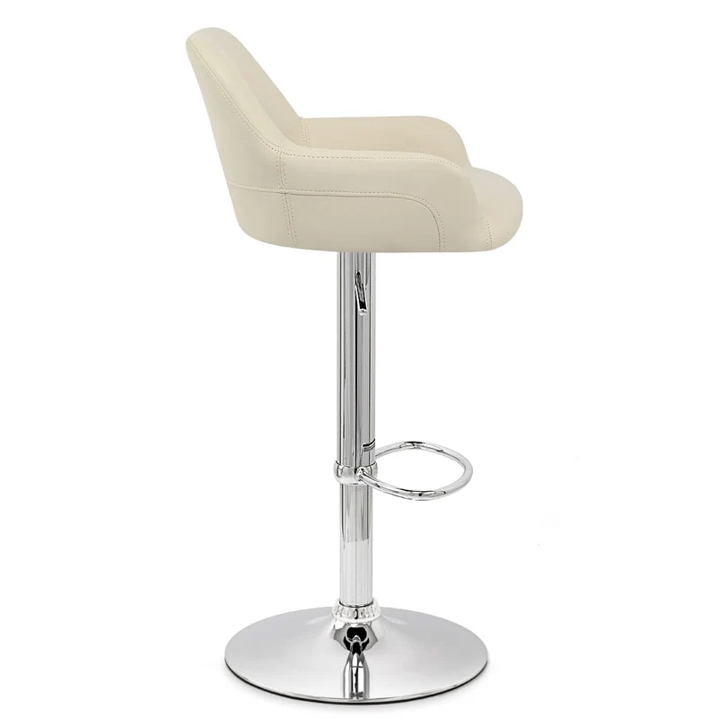 Chaise de Bar Faux Cuir Chrome - Sassi Crème
