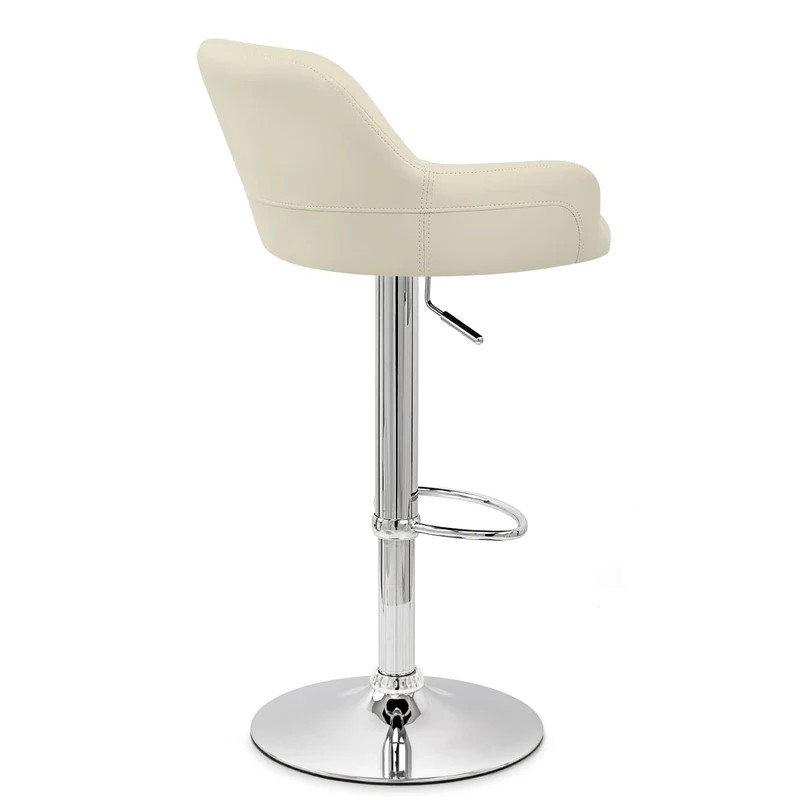 Chaise de Bar Faux Cuir Chrome - Sassi Crème