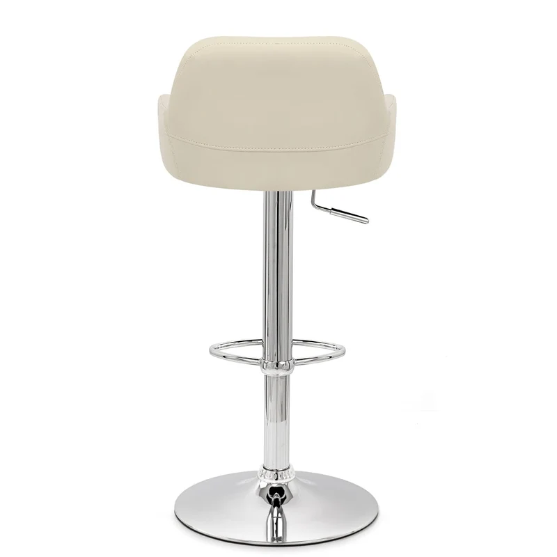 Chaise de Bar Faux Cuir Chrome - Sassi Crème