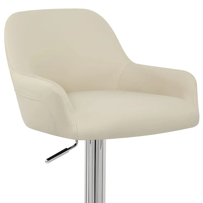 Chaise de Bar Faux Cuir Chrome - Sassi Crème