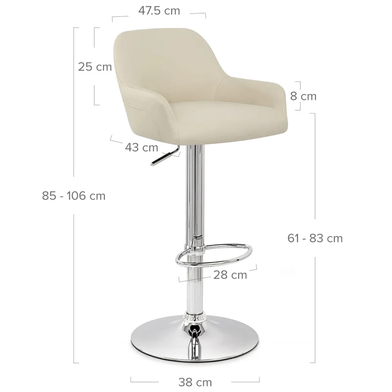 Chaise de Bar Faux Cuir Chrome - Sassi Crème