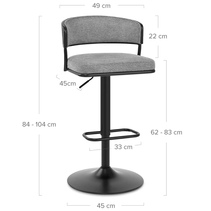 Tabouret de bar Tissu - Alexa Gris
