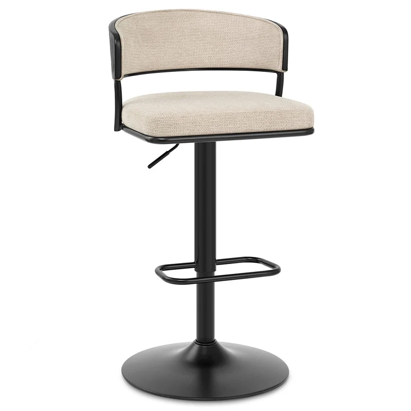 Tabouret de bar Tissu - Alexa Crème