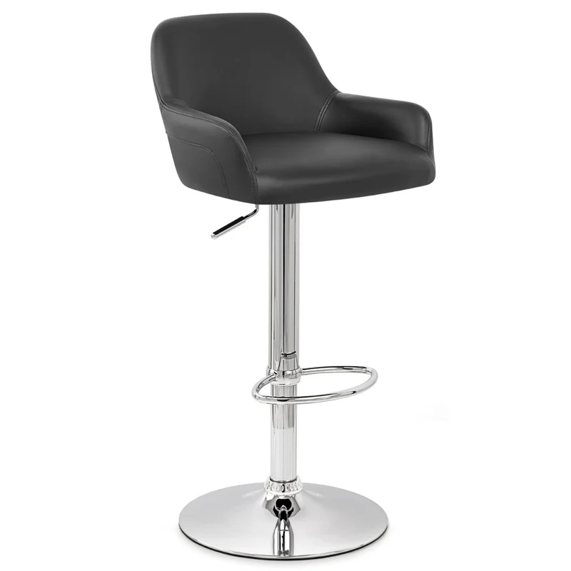 Chaise de Bar Faux Cuir Chrome - Sassi Noir