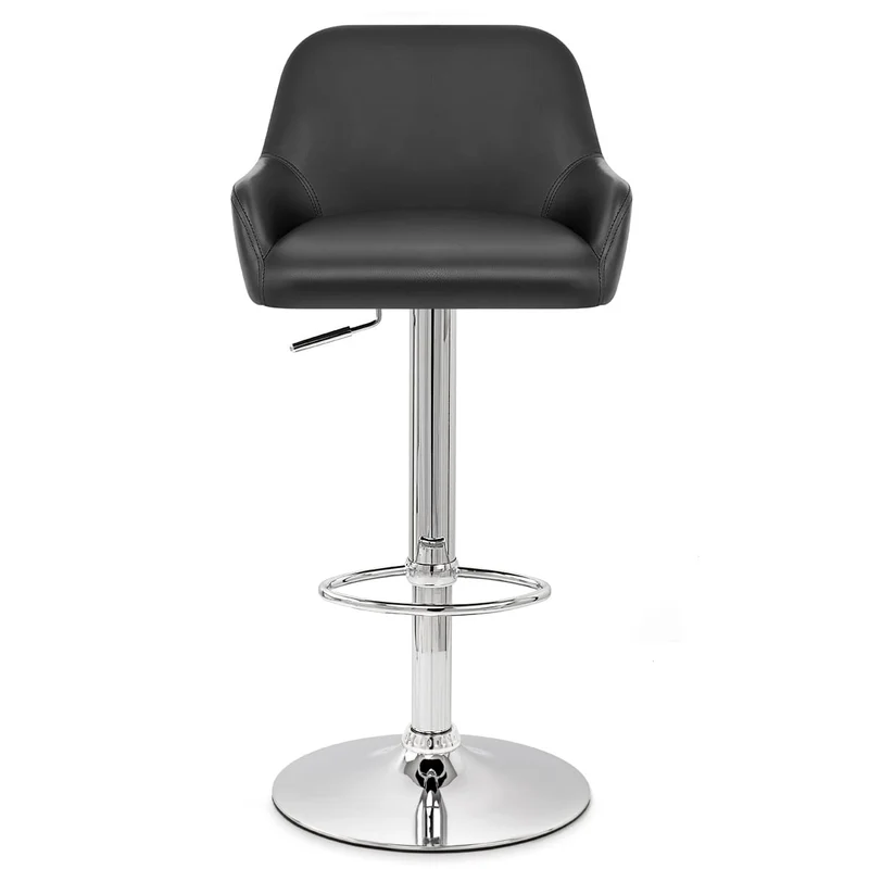 Chaise de Bar Faux Cuir Chrome - Sassi Noir