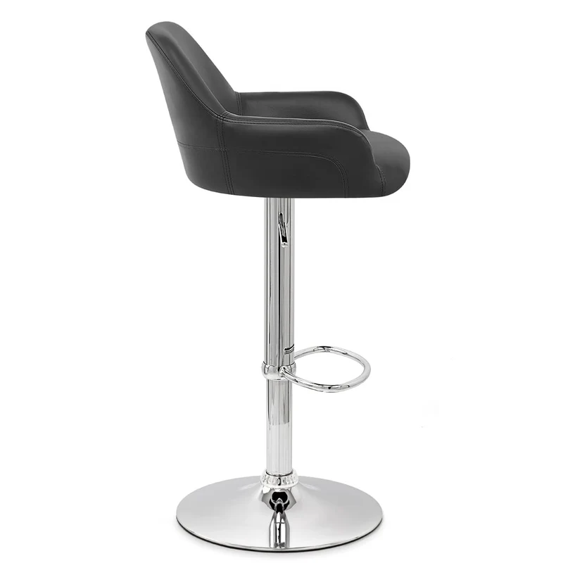 Chaise de Bar Faux Cuir Chrome - Sassi Noir
