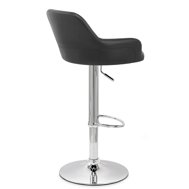 Chaise de Bar Faux Cuir Chrome - Sassi Noir