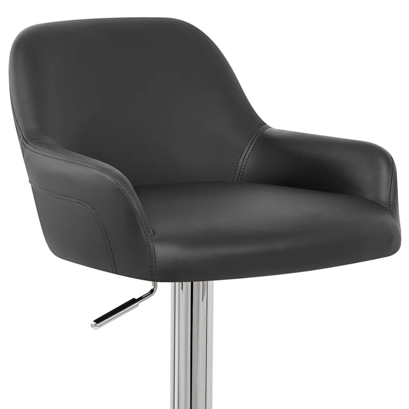 Chaise de Bar Faux Cuir Chrome - Sassi Noir
