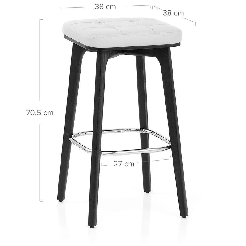 Tabouret Faux Cuir Bois Noir - Malmo Blanc