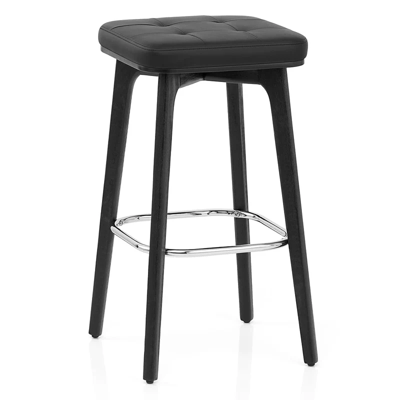 Tabouret Faux Cuir Bois Noir - Malmo Noir