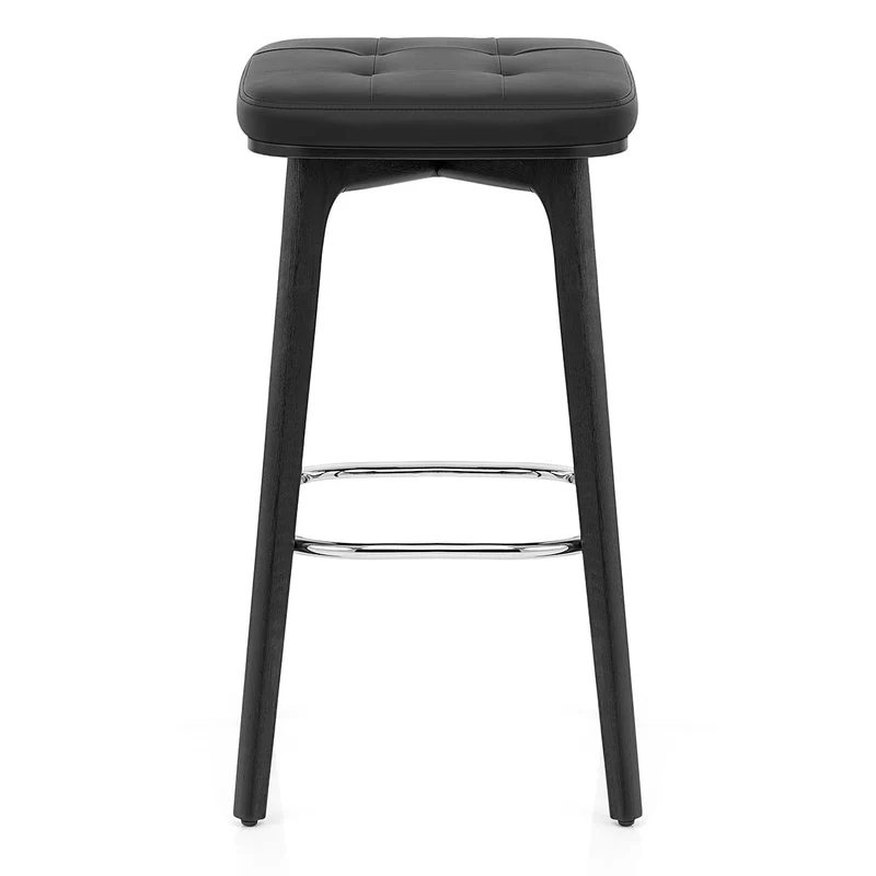 Tabouret Faux Cuir Bois Noir - Malmo Noir
