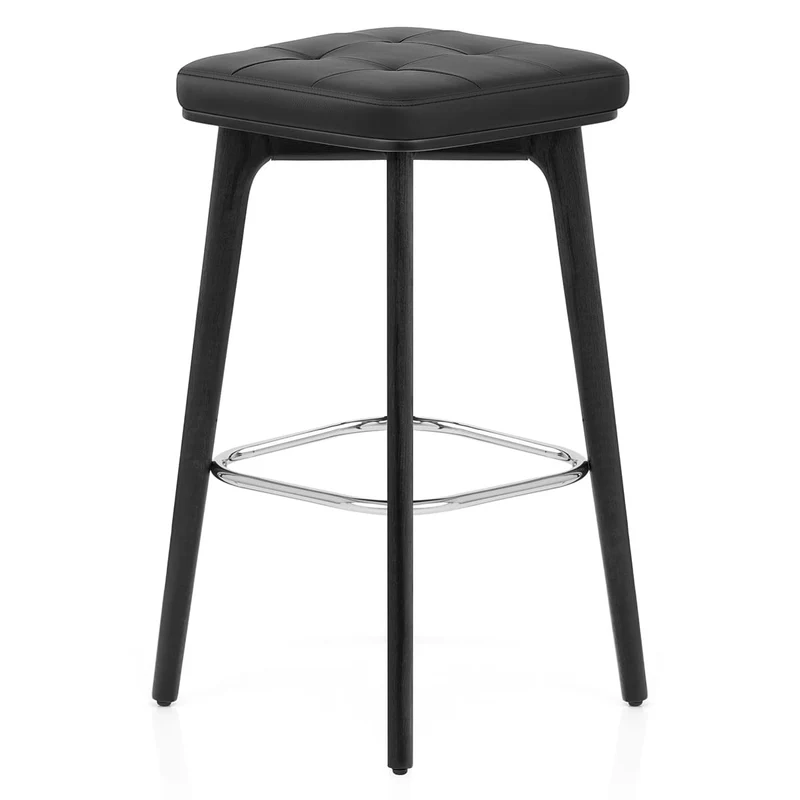 Tabouret Faux Cuir Bois Noir - Malmo Noir