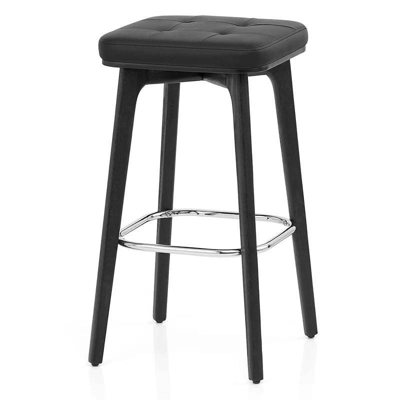 Tabouret Faux Cuir Bois Noir - Malmo Noir