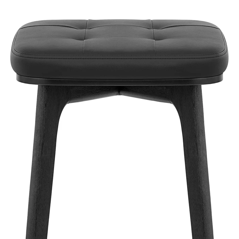Tabouret Faux Cuir Bois Noir - Malmo Noir
