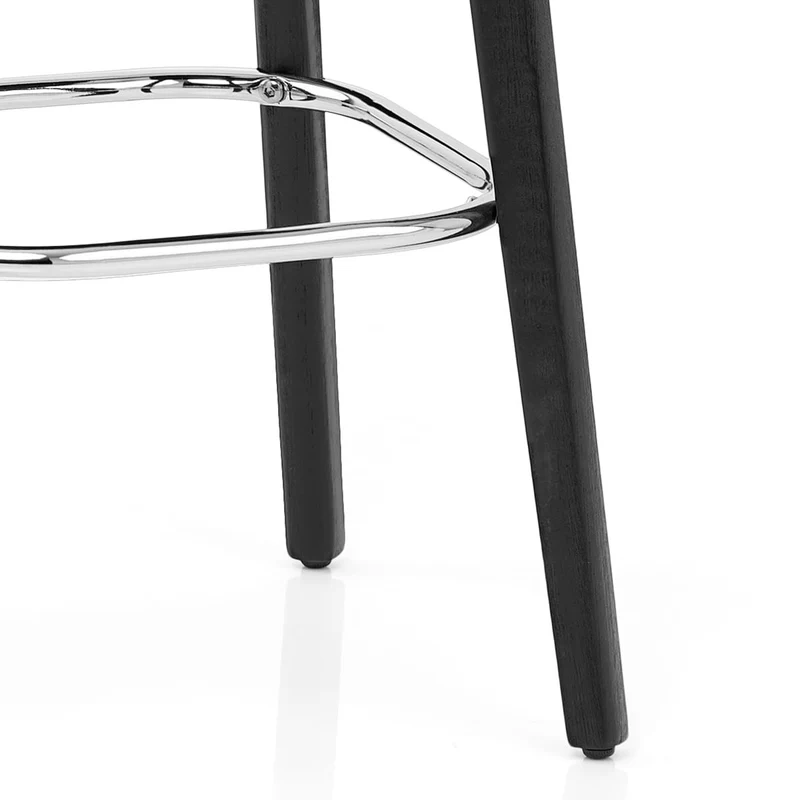 Tabouret Faux Cuir Bois Noir - Malmo Noir