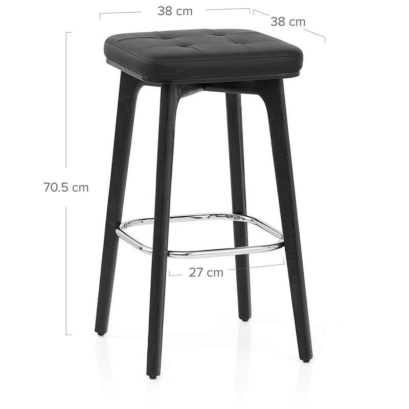 Tabouret Faux Cuir Bois Noir - Malmo Noir