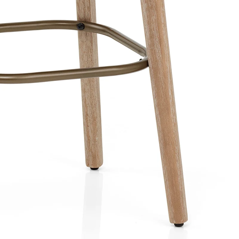 Tabouret Faux Cuir Bois - Malmo Crème