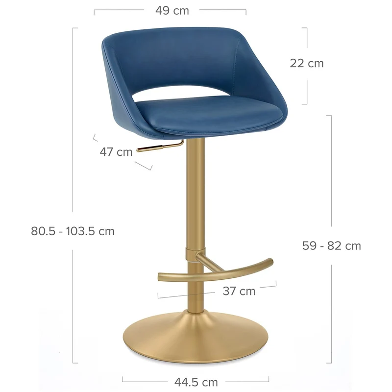Tabouret de Bar Metal Doré - Tulsa Bleu