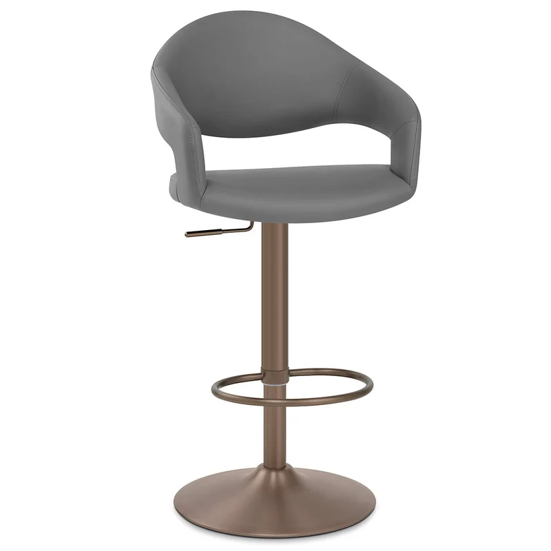 Tabouret de bar faux cuir - Washington Gris Foncé