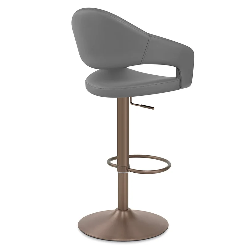 Tabouret de bar faux cuir - Washington Gris Foncé