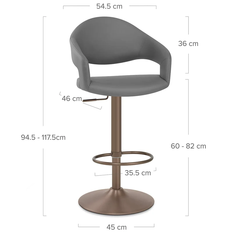 Tabouret de bar faux cuir - Washington Gris Foncé