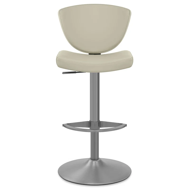 Tabouret de Bar Cuir Véritable - Pearl Taupe
