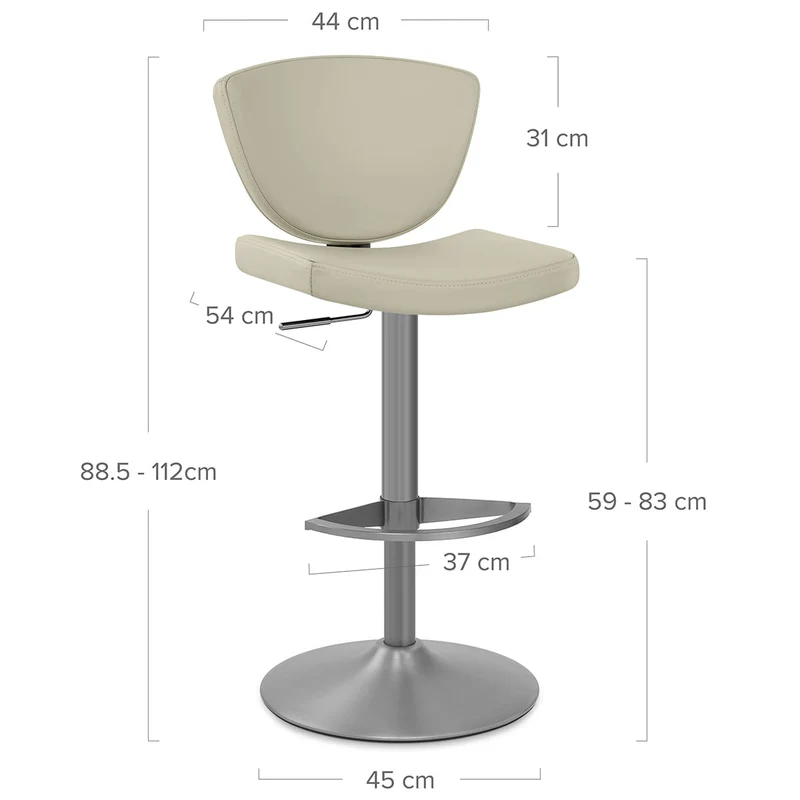 Tabouret de Bar Cuir Véritable - Pearl Taupe