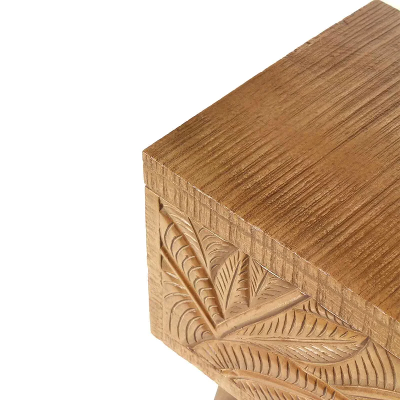 Banc coffre sculpté en bois massif manguier - Floria